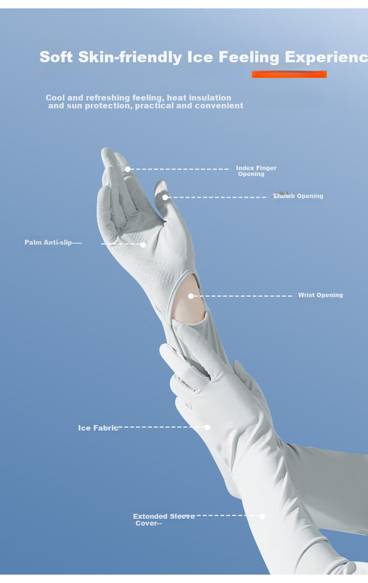 Suncojia Ice Sleeves Summer Outdoor Sun Protection Non-Browning Arm Sleeves UV-Resistant Gloves Silk Arm Sleeves Integrated Cycling Ice Sleeves for Wome 3