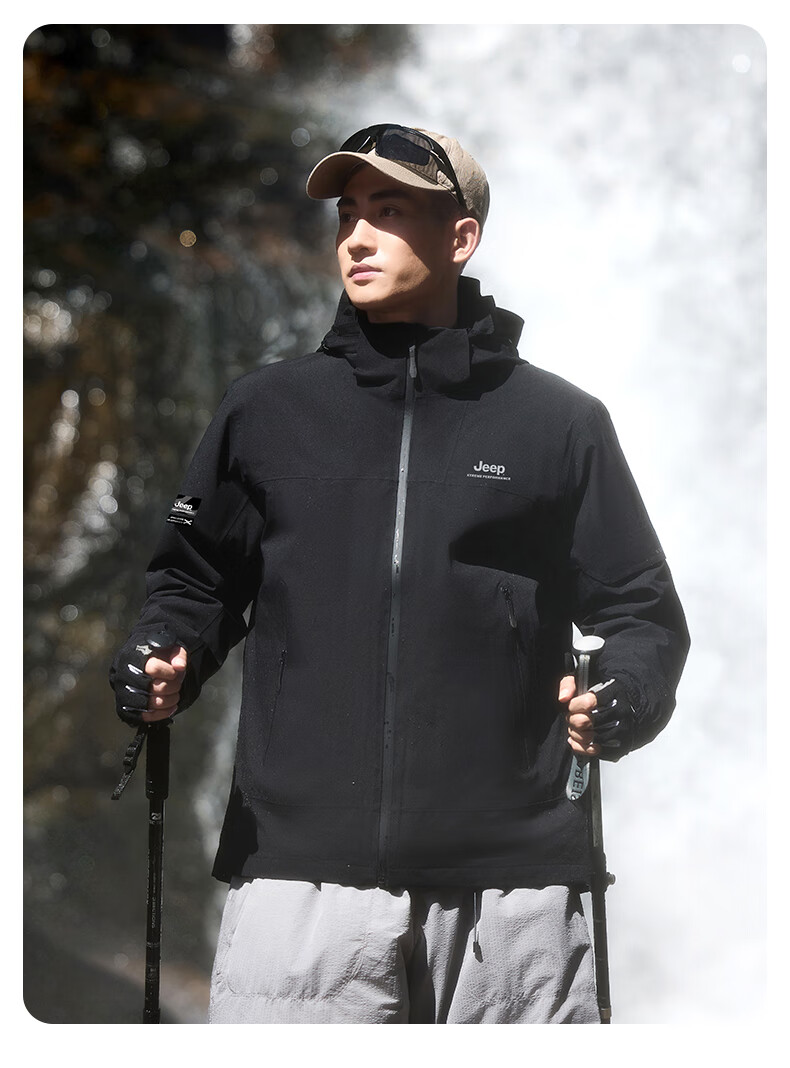 Jeep Men's and Women's 3-in-1 Outdoor Waterproof Windproof Detachable Fleece Hiking Jacket Coat 1