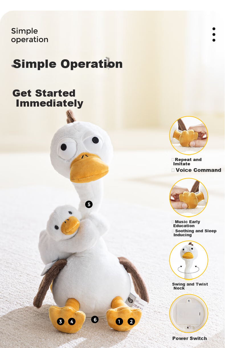 HUILE TOYS Infant Plush Toys, Talking Duck Comforting Doll, Learning to Speak, Birthday Gift 13