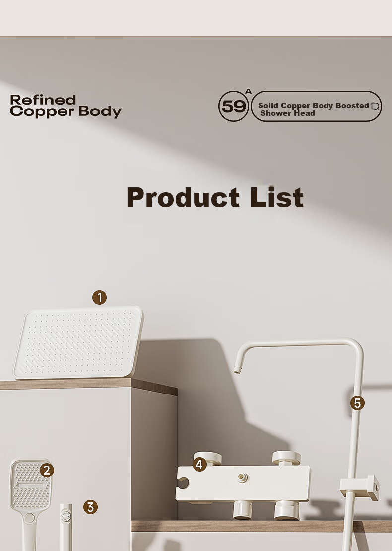 HUIDA Shower Head Set, Large Screen High-Pressure Brass Body, Home Bathroom Shower Head Complete Set TS105S 34