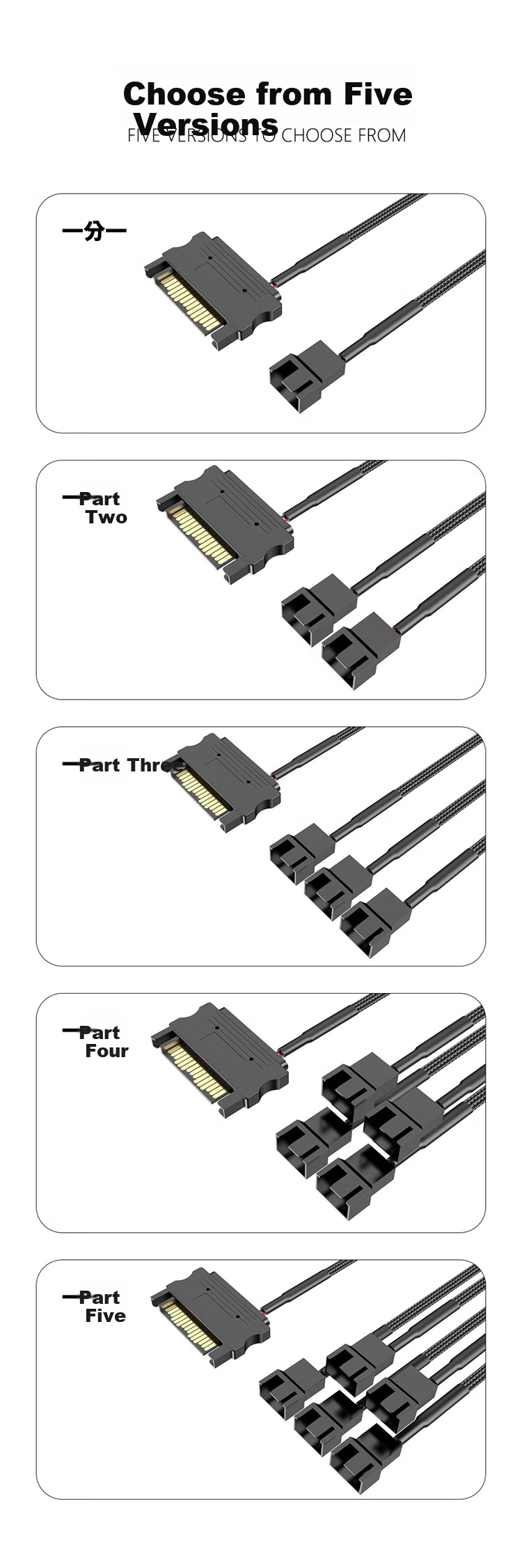 JEYI SATA 15Pin to Case Fan Adapter, 4Pin to 3-Port S-FAN3 2