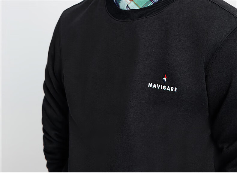 Navigare Small Sailboat Solid Basic Versatile Pullover Men's Fleece Lined Warm Sweatshirt 1135805301 24