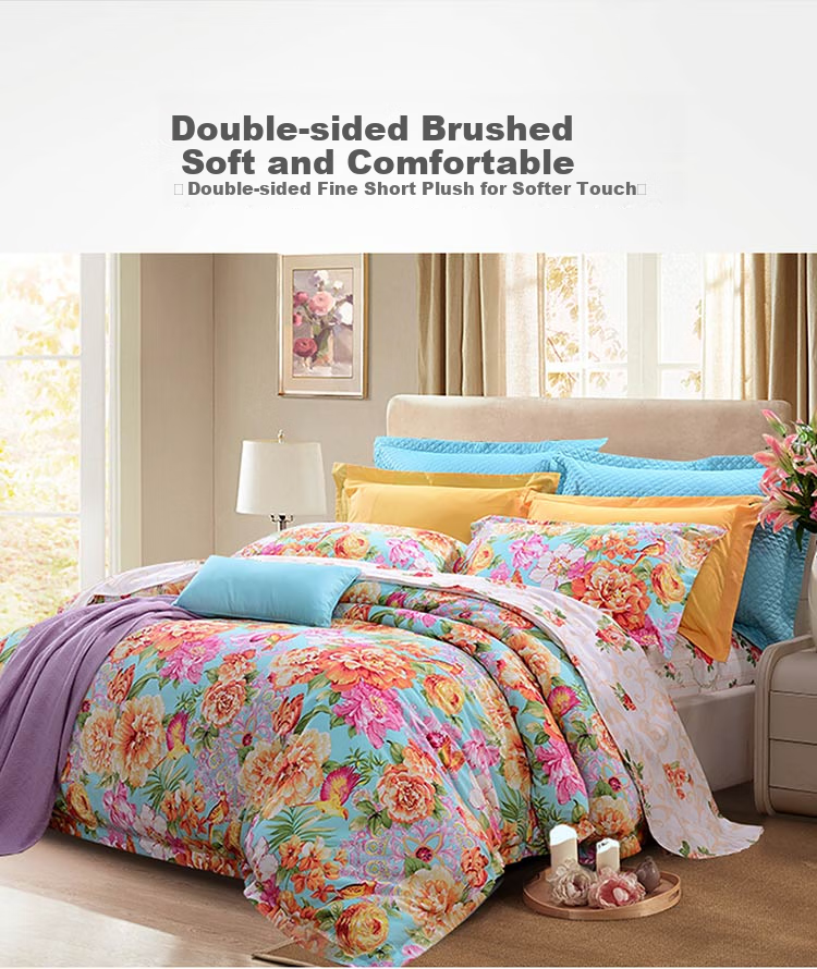 Fuanna Shengzhihua Four-Piece Bedding Set, Full Polyester Double-Sided Brushed, King Size Duvet Cover and Sheet, 230x229cm, Pink 8