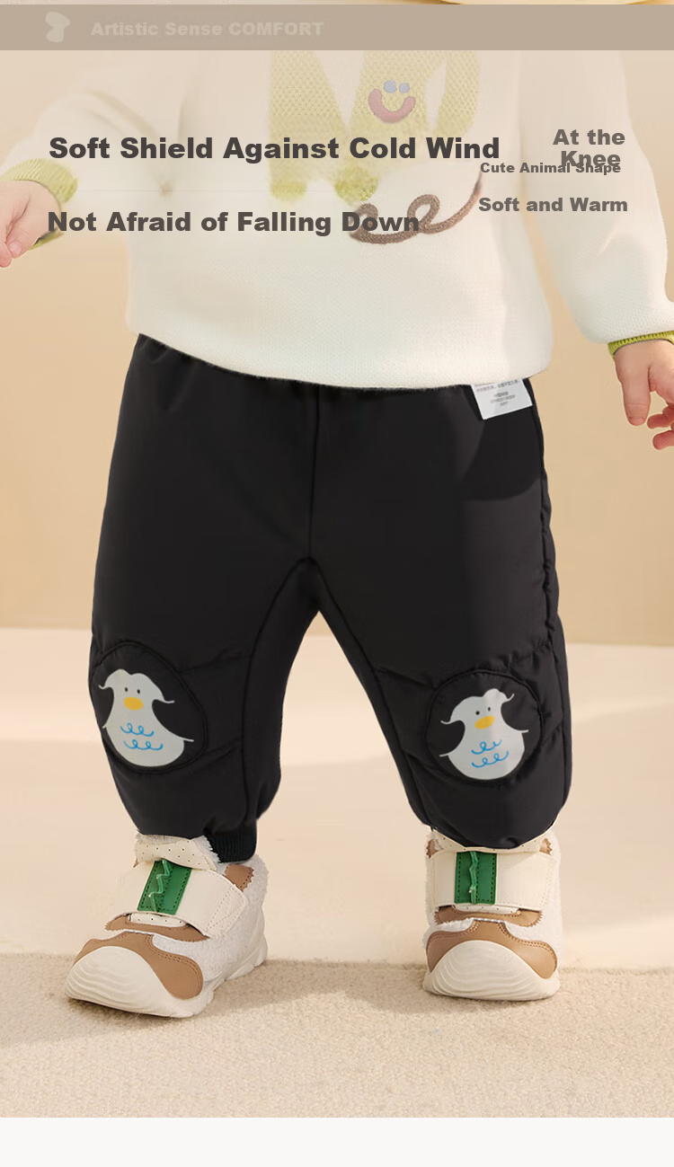 BALABALA Baby down Pants, Children's Long Trousers for Boys And Girls, Winter Wear 2025 New Style, Thickened Warm Joggers, Cute And Trendy 8