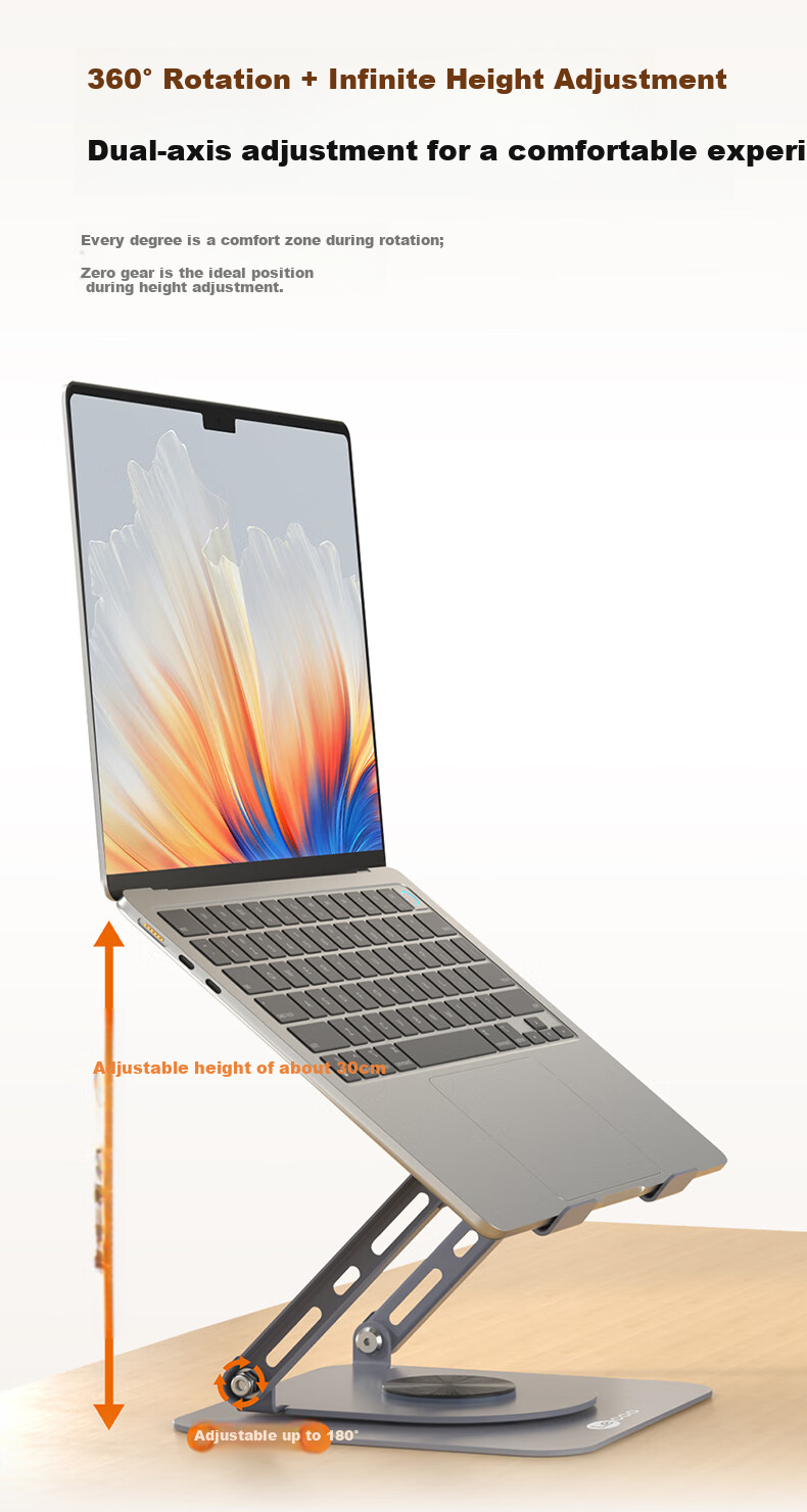 Lecoo Laptop Stand Cooling Pad, 360° Rotating, Infinitely Adjustable Height, Foldable, Suitable for Legion And Zhanzhe Gaming Laptops, Office Laptops, Vertical Stand LS101 3