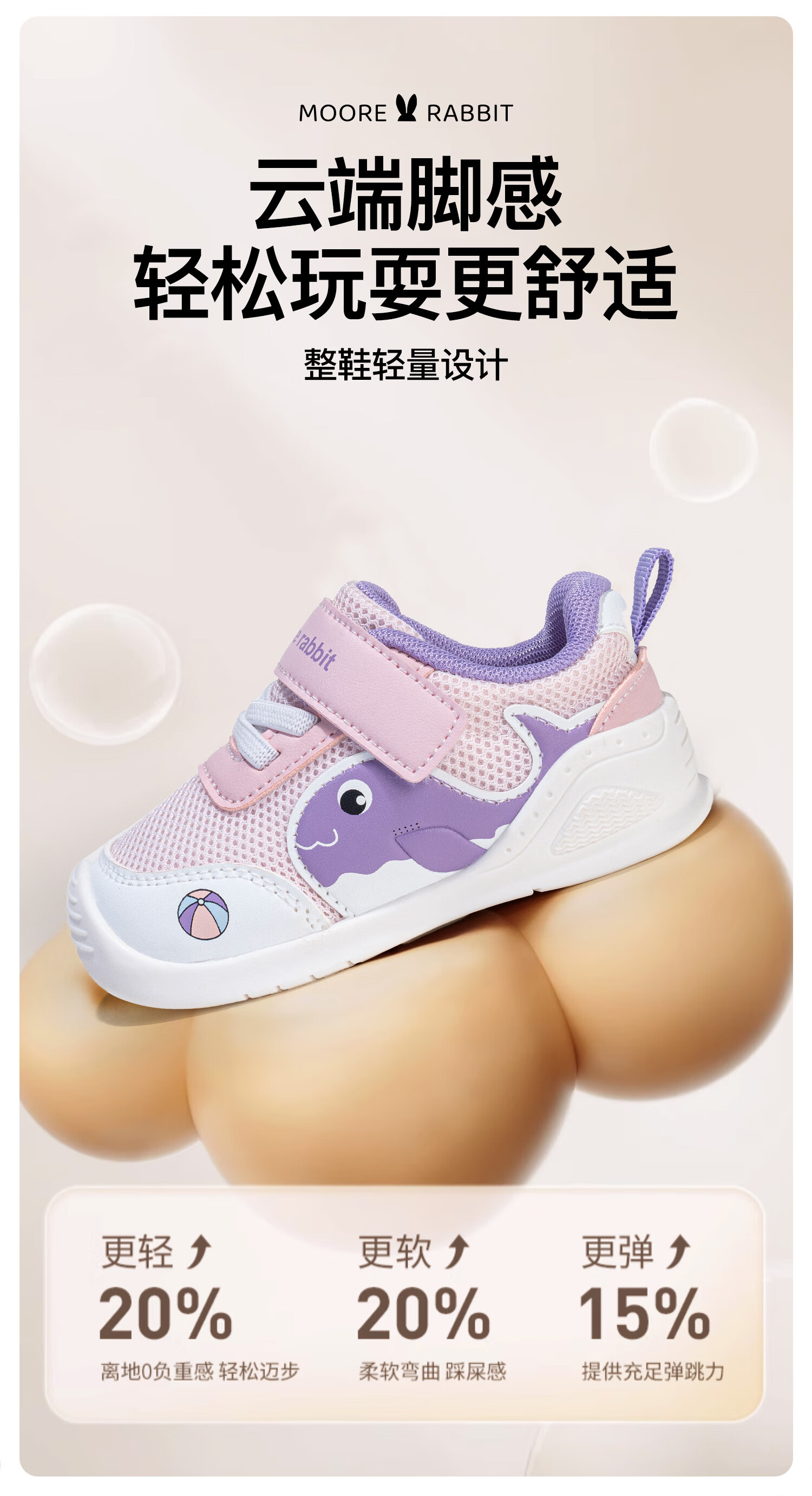 More Rabbit Children's First Walking Shoes 2025 Autumn Winter New Boys Kindergarten Shoes Girls Baby Soft Sole Casual Mesh Shoes 1