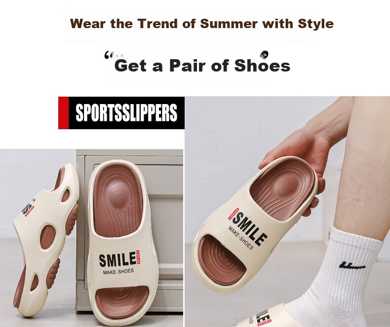 Huameijianbu Men's Sports Slippers, Quiet Non-Slip Indoor Thick-Soled Outdoor Sandals HM2439 Black And Orange Size 44-45 3