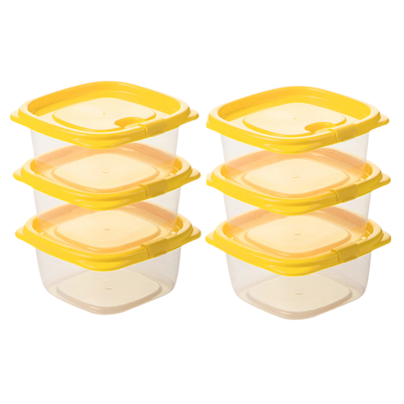 CHAHUA Refrigerator Storage Containers, Plastic Food Boxes, Sealed Containers, Storage Boxes, Set of 6, 460ML Each