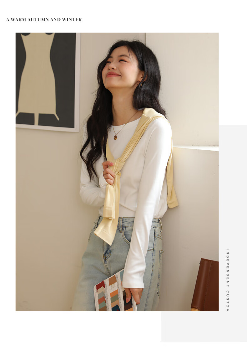 LangSha Women's Autumn Slim Fit Base Layer Long Sleeve T-Shirt 2025 New Round Neck Casual Top 13