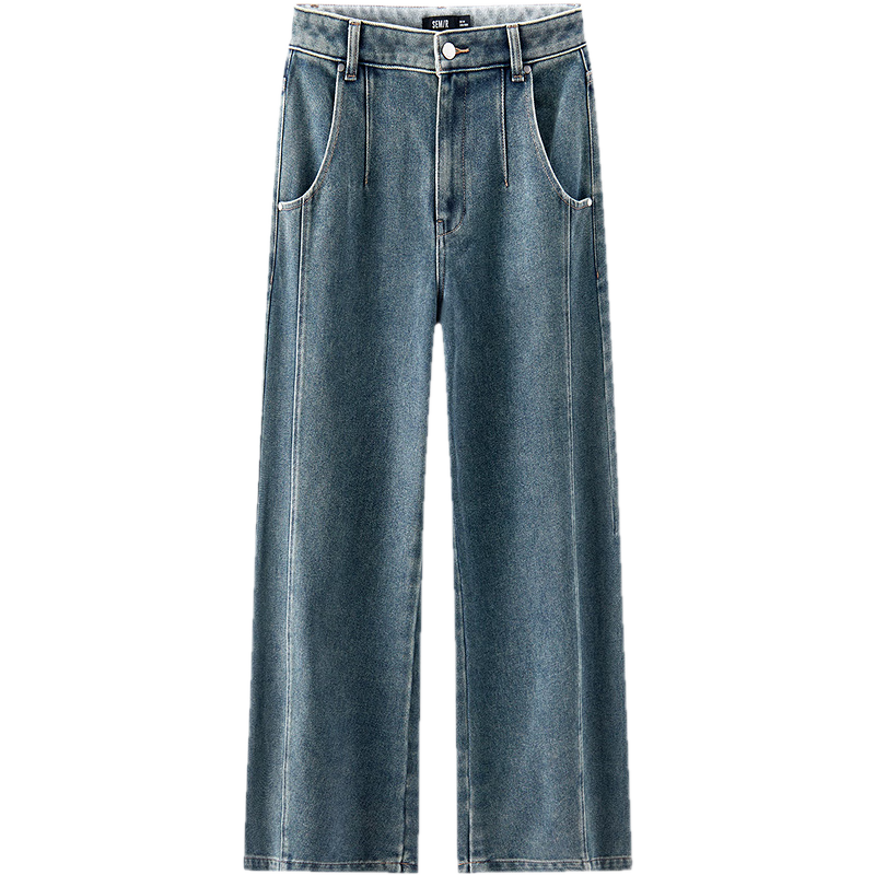 Semir Women's Jeans, Winter Split-Fleece Floor-Length Pants, Cool Style, Leg-Lengthening, Knife-Leg Pants, 109725124008