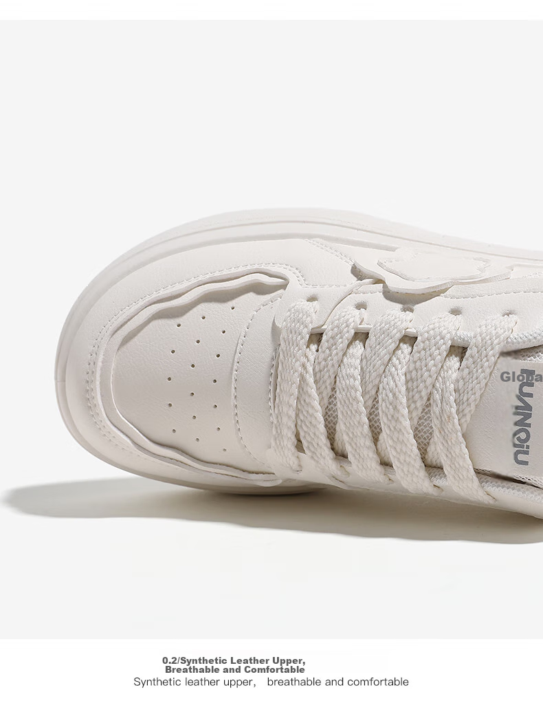 HUANQIU Women's Platform Shoes, Spring And Autumn 2026 New Niche Thick-Soled Casual Shoes, Versatile White Sneakers to Match Dresses, Beige, Size 39 7