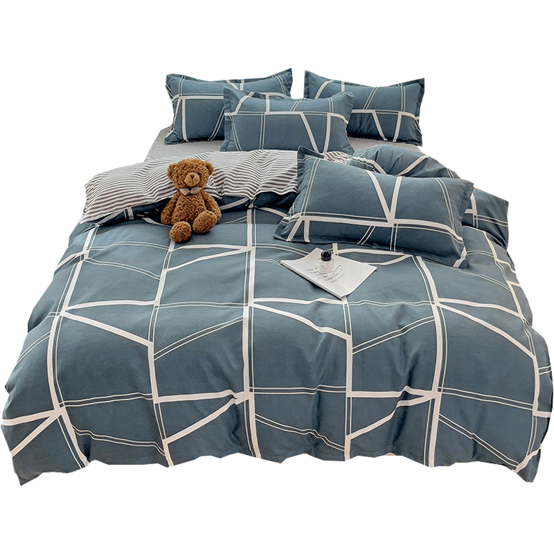AVIVI Class A Washed Cotton Bedding Set, 4 Pieces, for 1.5/1.8 Meter Double Bed, Includes Bed Sheet, Pillowcases, And Duvet Cover, 200*230cm, New Style