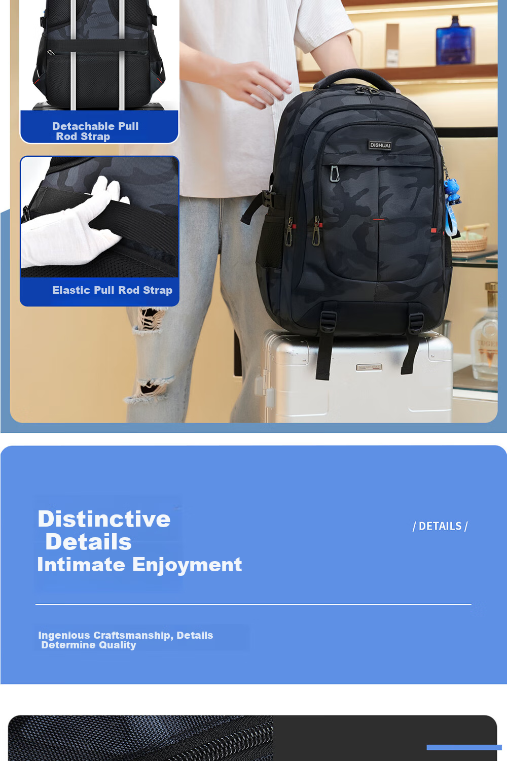 Dishuai Backpack for Middle School Boys, 45L Large Capacity, Spine-Protecting, Load-Reducing, Pressure-Relieving, Lightweight School Bag for Middle And High School Students 13