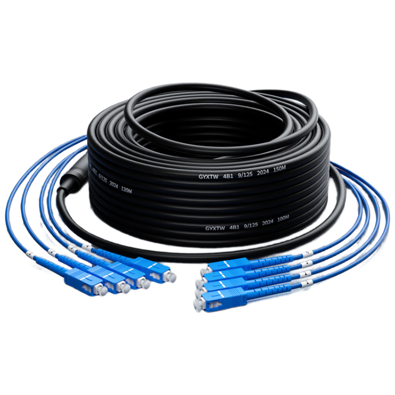 FiberHome Tiancheng Outdoor Single-Mode Armored Pre-Terminated Optical Cable 4-Core SC Telecom Grade Fiber Patch Cord Outdoor Aerial No Fusion Splicing 0.6mm Diameter 150m