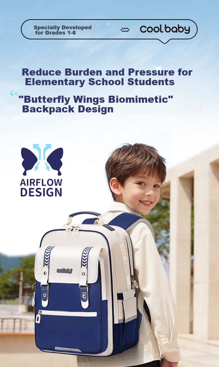 COOLBABY Schoolbag for Primary School Boys And Girls Grades 1-3 Children's Spine-Protecting Shoulder-Protecting Stylish Backpack 1