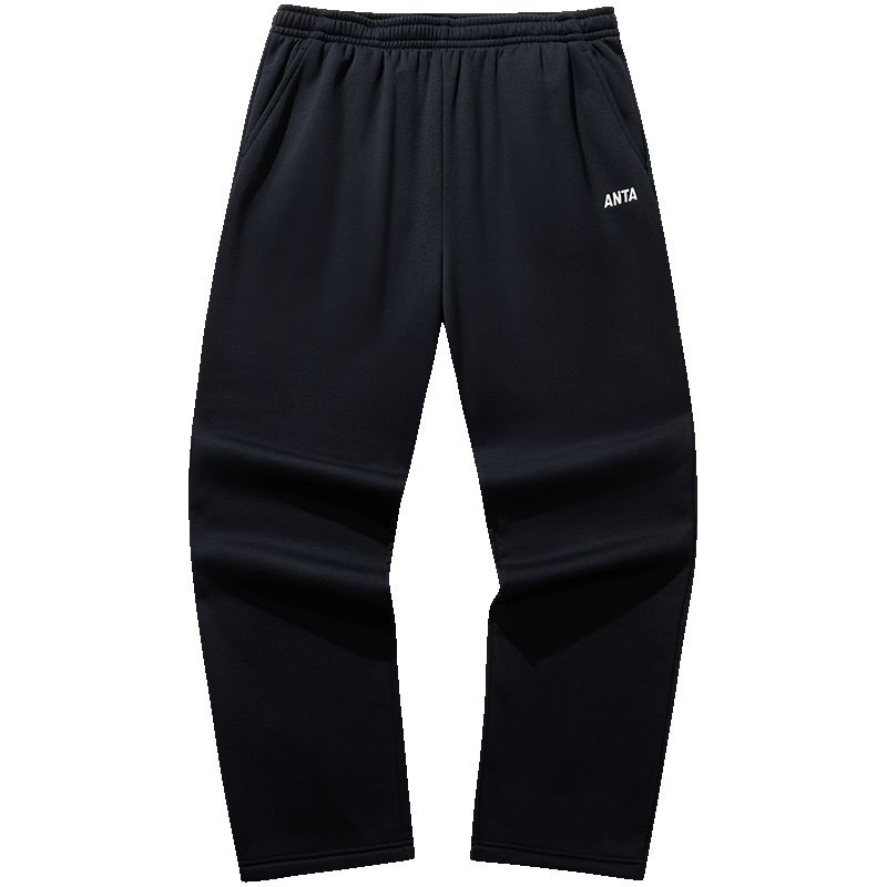 Anta Fleece-Lined Warm Men's Straight-Leg Sweatpants Spring Knit Outdoor Running Trousers Casual Pants