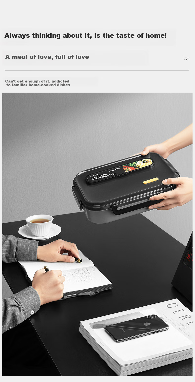 TAFUCO Lunch Box, 316 Stainless Steel Student Meal Tray with Compartments, Large Capacity Bento Box, Portable Lunch Box for Office Workers, T5354 6