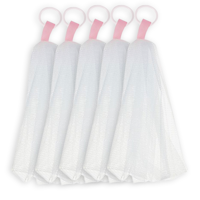 Hepo Gentle Foam Net, 5-Pack with Pull Rings, Classic Style, Mid-Autumn Festival Gift (Handmade Soap And Facial Cleanser Foaming Mesh)