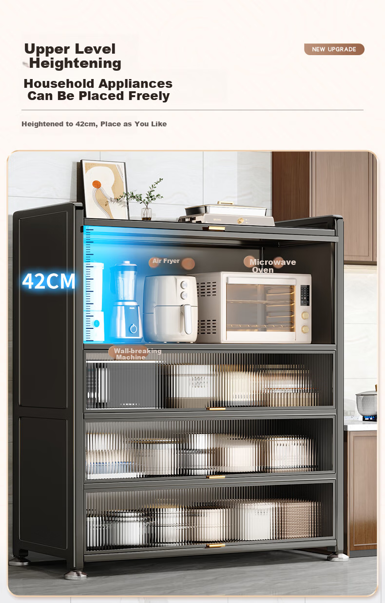 Jiabangshou Kitchen Utensil Storage Rack, Floor-Standing Multi-Layer Storage Cabinet, Microwave Oven Storage Cabinet, Multifunctional Storage Cabinet, 5 Layers, 80cm 5