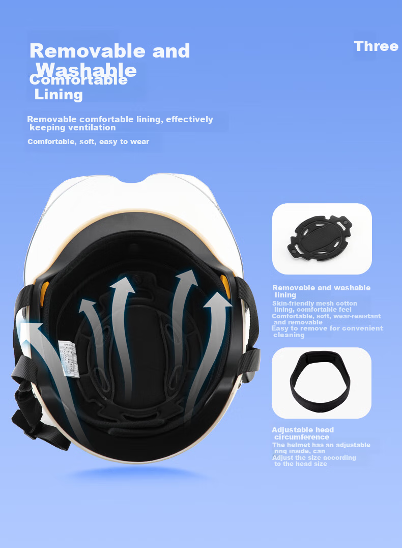 BIGBRO K15 Gray Ribbon, New National Standard 3C Certified Motorcycle Electric Bike Riding Helmet, Unisex All-Season Sun Protection Electric Scooter Summer Half Helmet 1