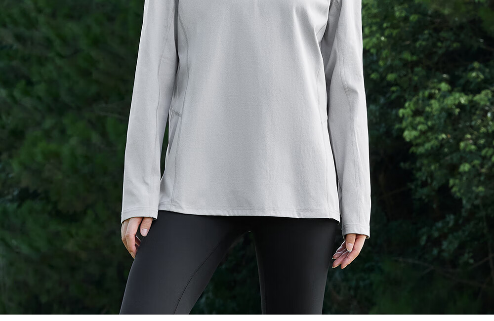 HERDE PEOPLE Muxuangzhe Autumn Half-Open Collar Long Sleeve T-Shirt Unisex Couple 10A Antibacterial Sports Moisture-Wicking Knitwear Moonlight Gray XL 9