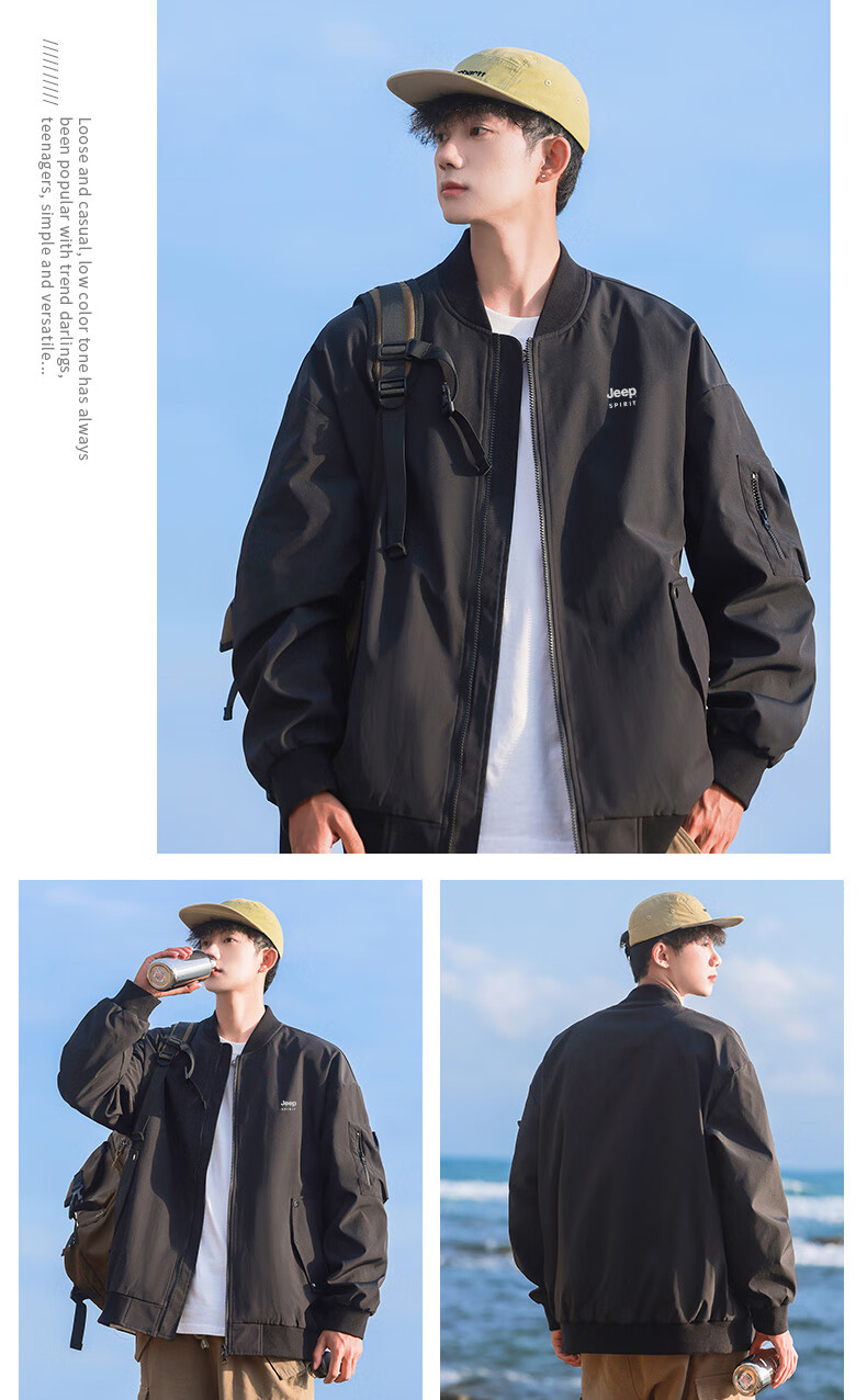 JEEP SPIRIT Men's Spring Autumn Jacket Outdoor Workwear Windproof Biker Coat M 9