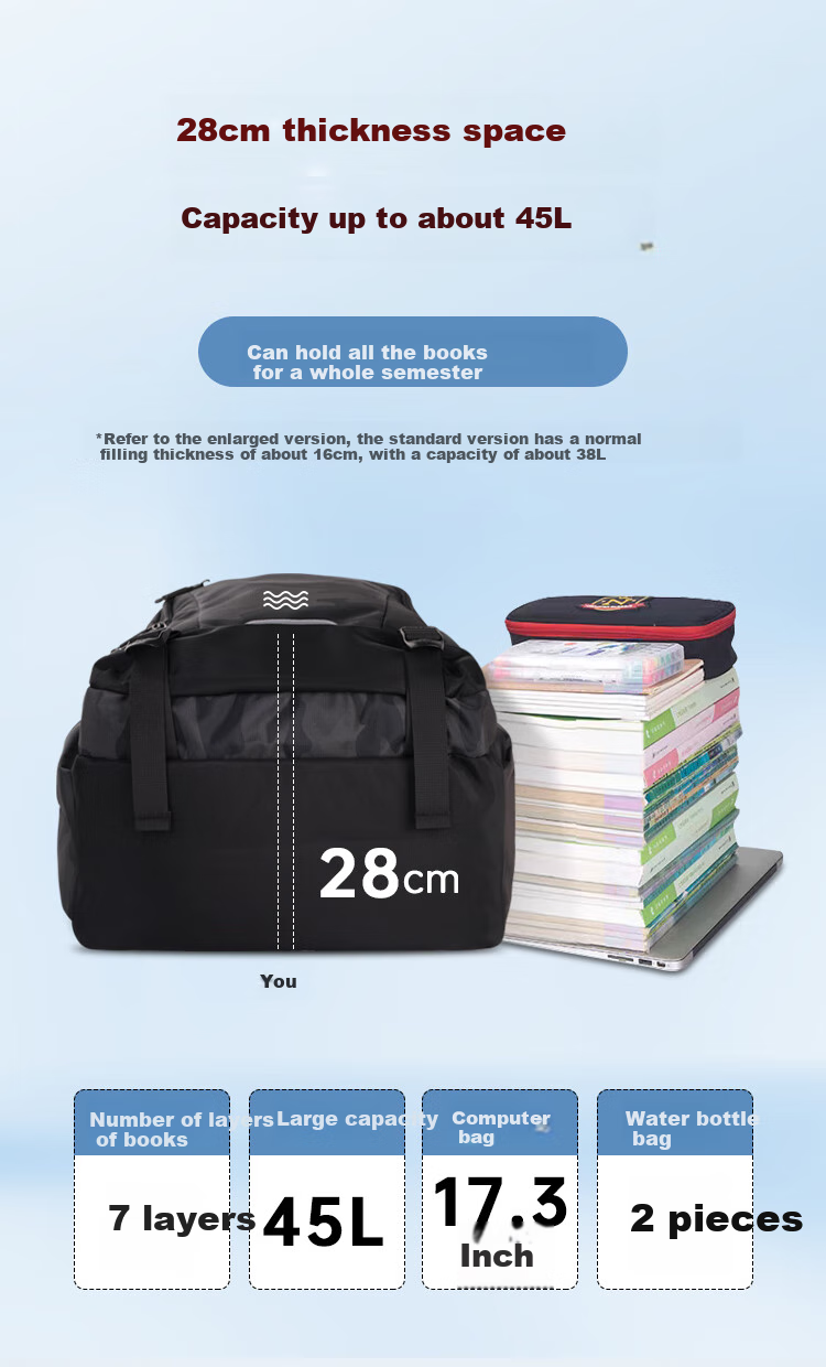 YANGGUANGBADIAN Backpack for Middle School Boys, Lightweight High School And College Students Large Capacity Water-Resistant Travel Backpack Black 10