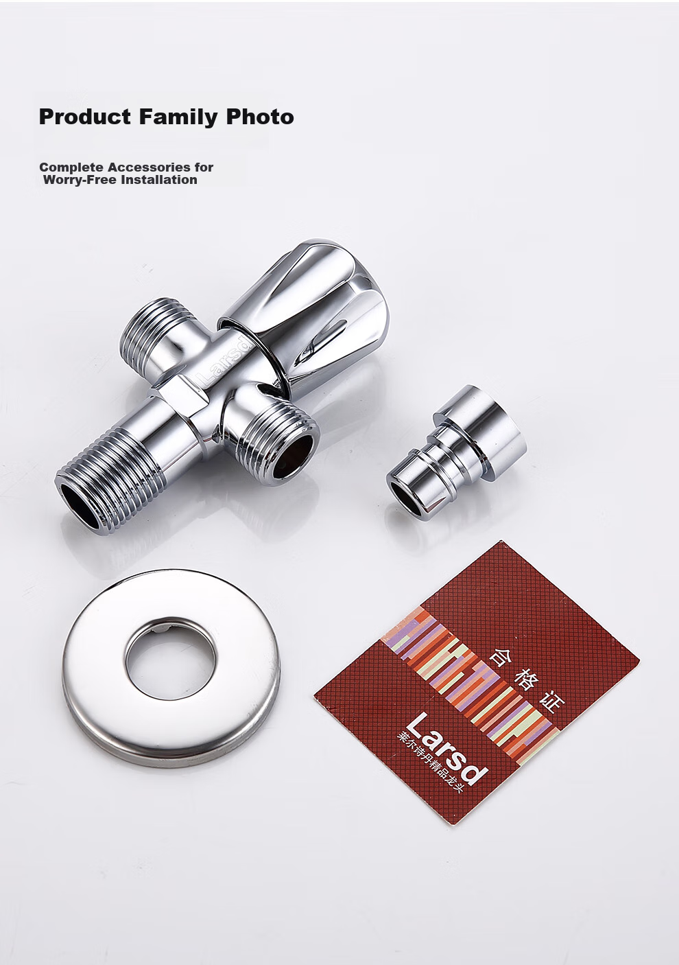 Larsd Dual-Purpose Angle Valve, One Inlet Two Outlets Three-Way Water Distributor, Brass Triangular Valve One-To Brass Body Angle Valve LD112T 14
