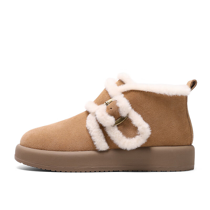 SENDA Women's Winter Snow Boots Mall Style Warm Fleece Short Boots XLG01DD4 Camel Size 34
