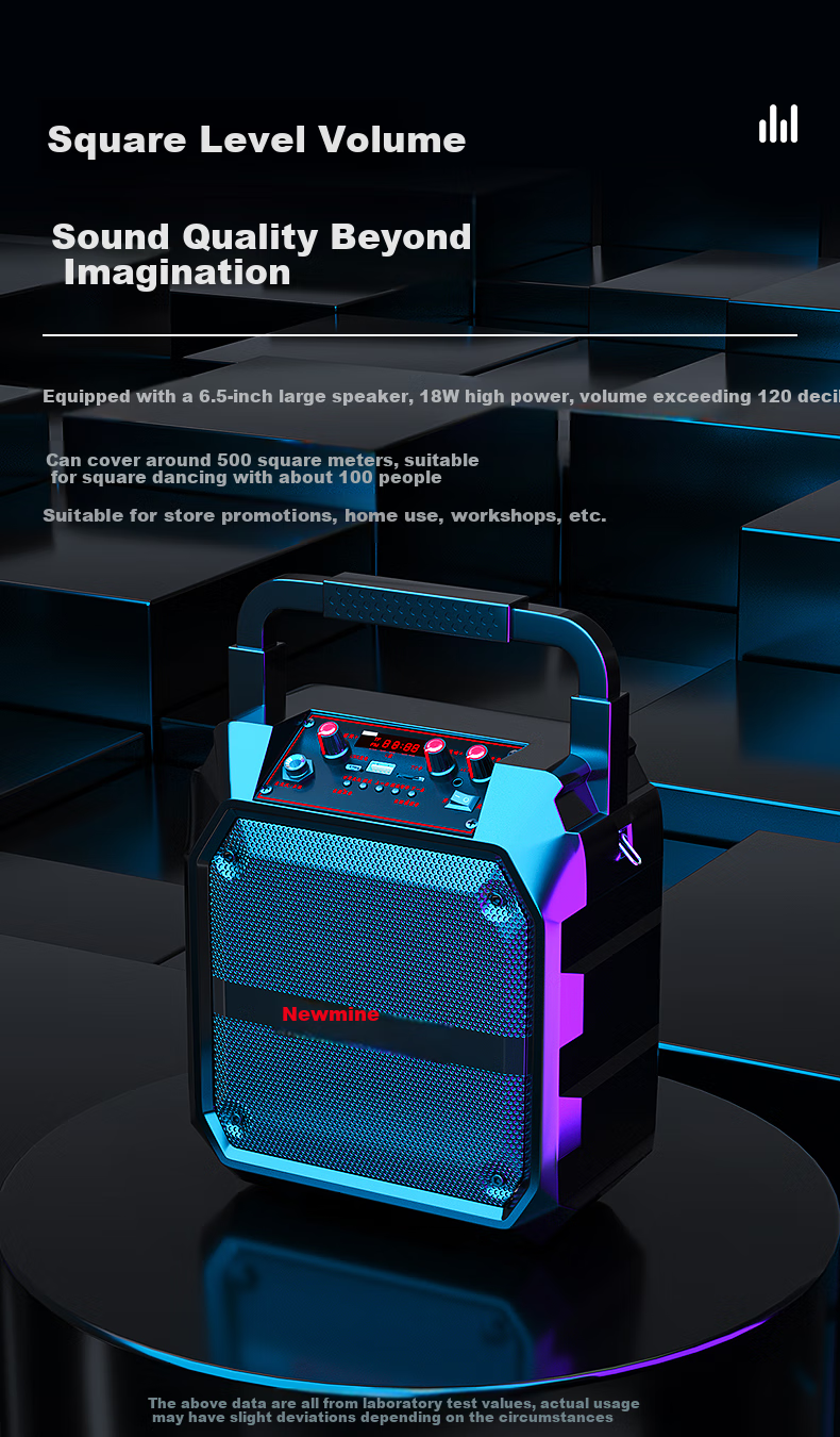 Newmine K98 Wireless Bluetooth Speaker, Outdoor High-Volume Square Dance Speaker, Compact Home Radio, Portable Handheld with Microphone, Street Vendor Stall Loudspeaker, Dual Microphone Versio 1