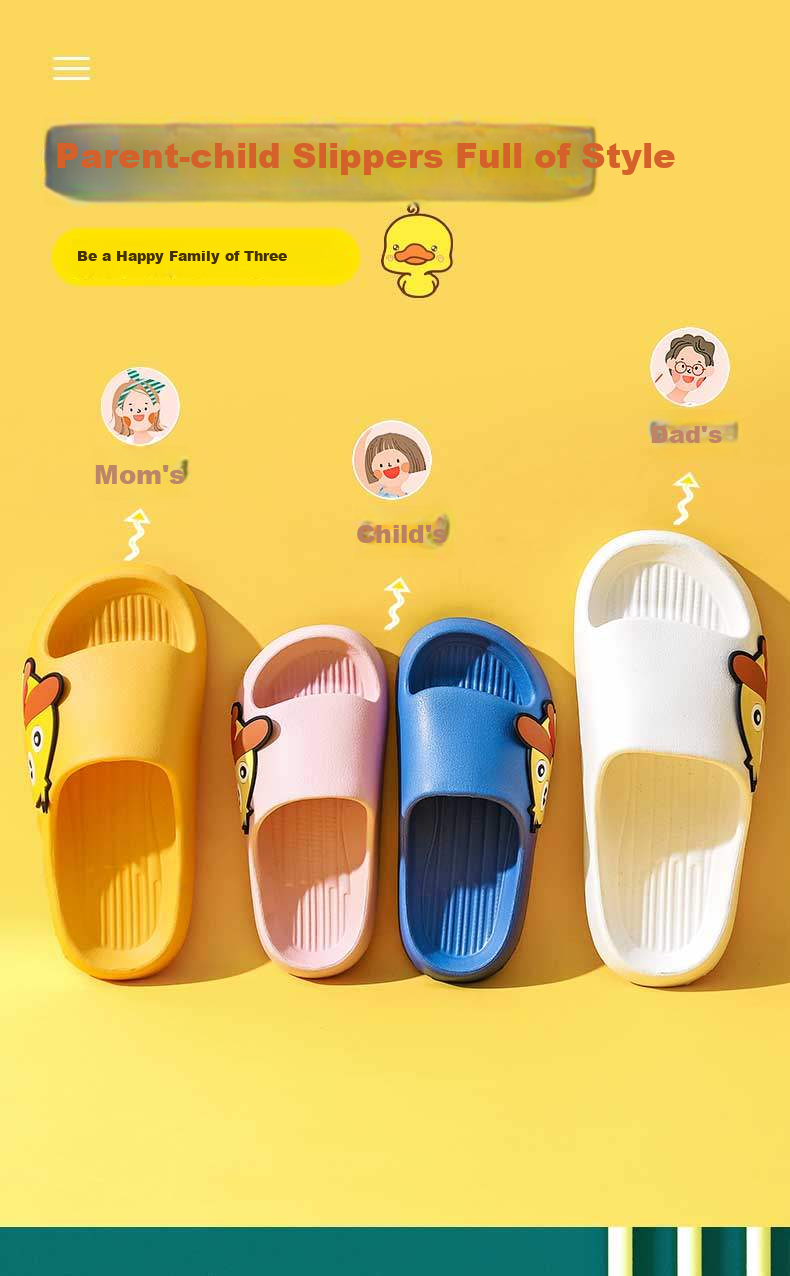 Huameijianbu Cartoon INS Style Squishy Parent-Child Indoor And Outdoor Bathroom Sandals HM3311 Black Size 40-41 1