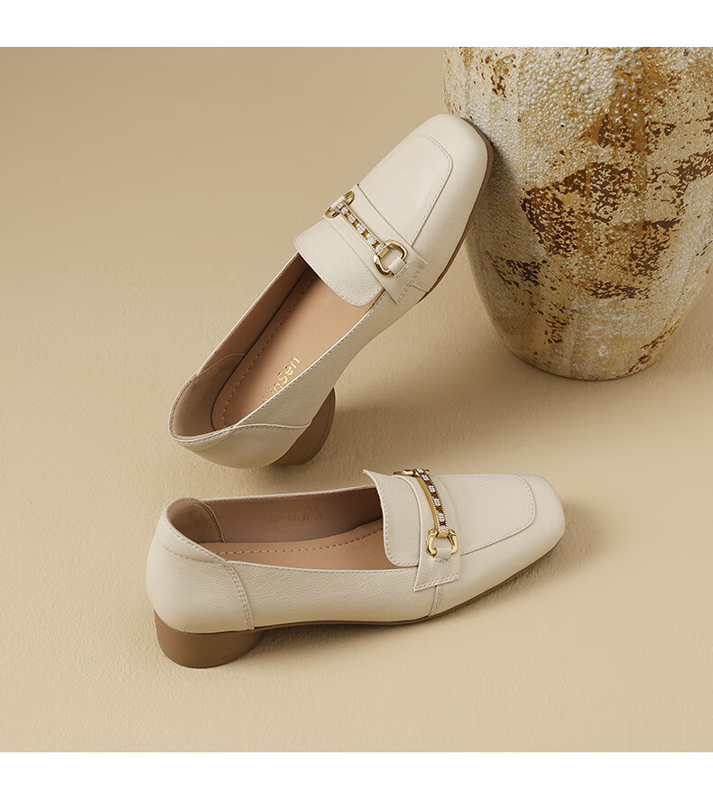 MULINSEN Women's Commuter Versatile Loafers Slip-On Mom Shoes Beige Size 40 26