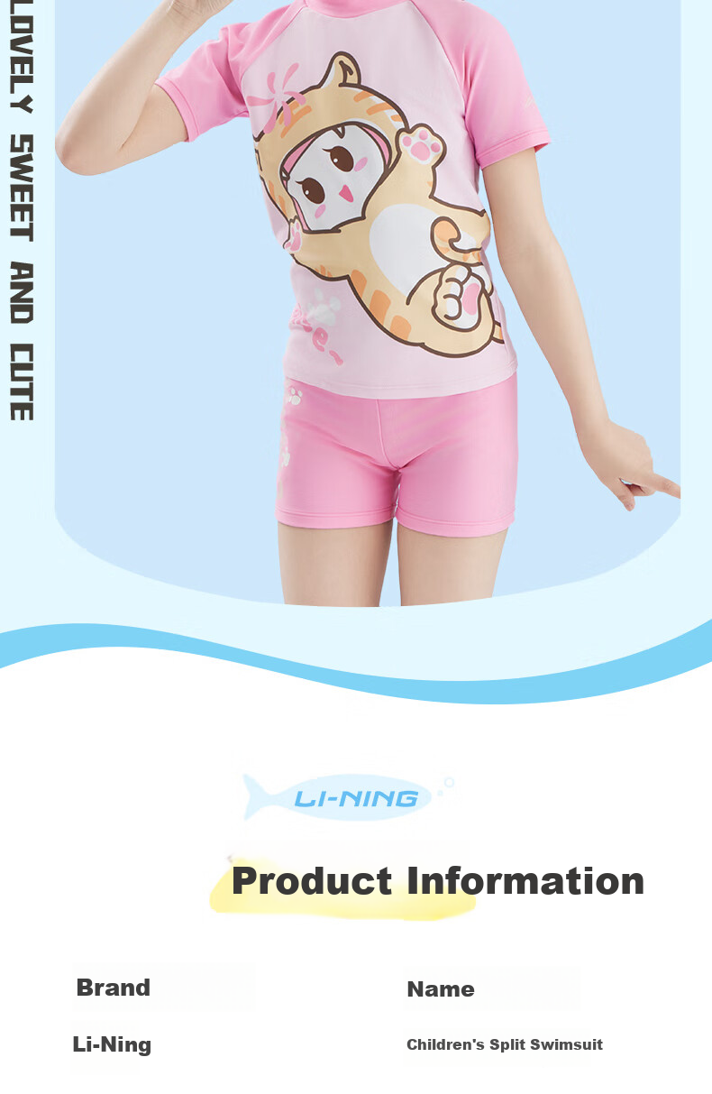 Li-Ning Children's Swimsuit, Girls' Two-Piece Set, Comfortable And Breathable, for Beach, Hot Springs, And Swimming 13