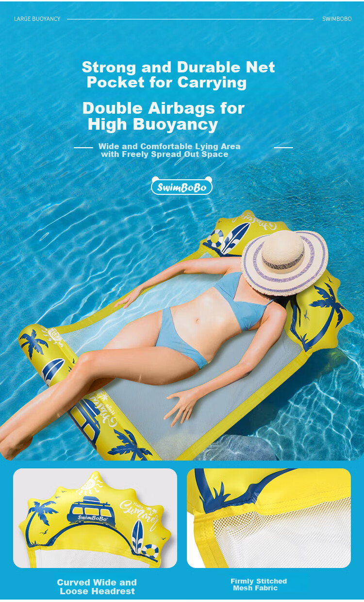 Swimbobo Outdoor Inflatable Lounge Chair for Adults And Children, Swimming Ring, Floating Bed, Water Play Buoyancy Board, Backrest Mesh Float 4
