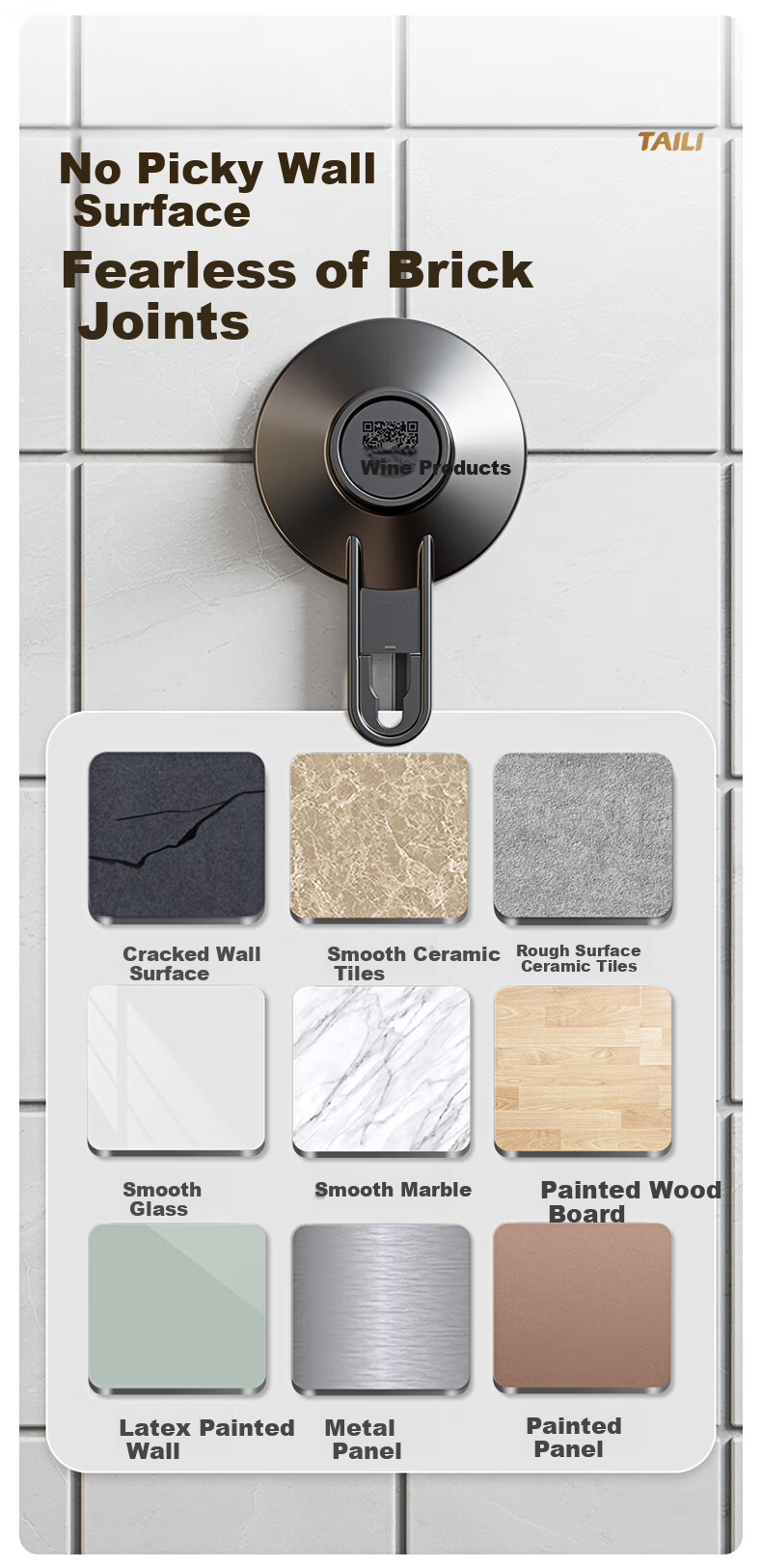 Taili Towel Rack, Single Bar, No Drilling Required, Space Aluminum, Bathroom Wall-Mounted Storage Rack, Toilet Suction Cup Towel Rod 10