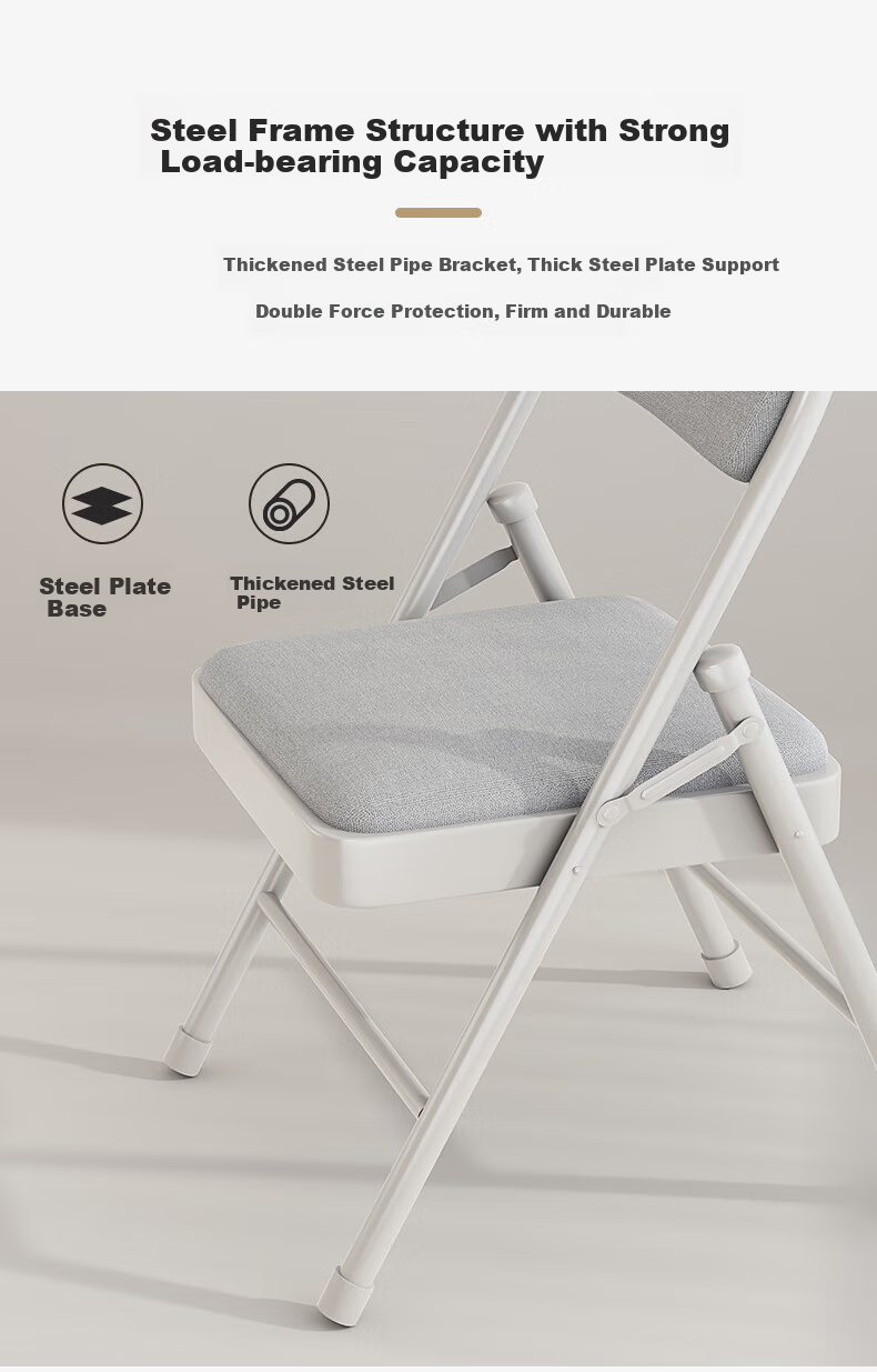Yimo Folding Chair with Backrest, Portable Dining Chair, Computer Chair, Home Stool, Dormitory Study Chair, Conference Training Office Chair, White 1