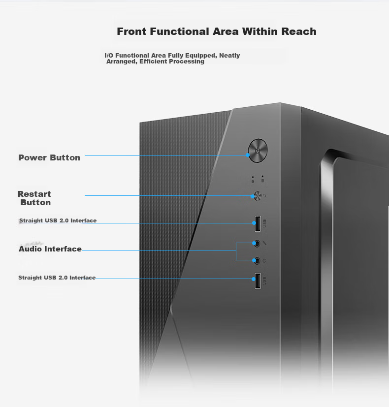 BUBALUS Reibo Black Desktop Computer Tower Case (Supports ATX Motherboard, Supports Optical Drive, Compatible with Multiple Hard Drives, Long Graphics Card Support, Cable Management on The Back, USB 3.0) 4