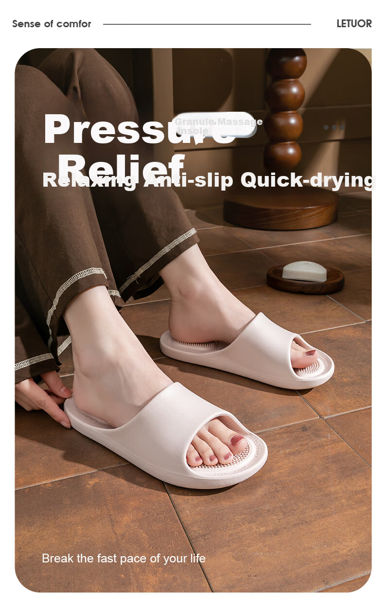 LETUO Massage Chair Bathroom Slippers for Men Summer Indoor Non-Slip Home Slippers 1