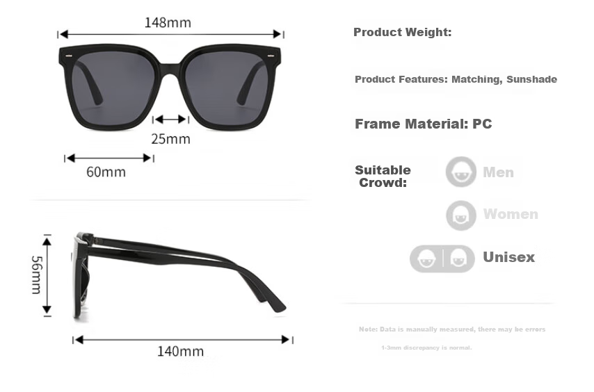 Boshide Sunglasses, Vintage Black Frame with Brown Square Lenses, Face-Slimming, High-End Ins Style, Black Frame with Brown Lenses 6