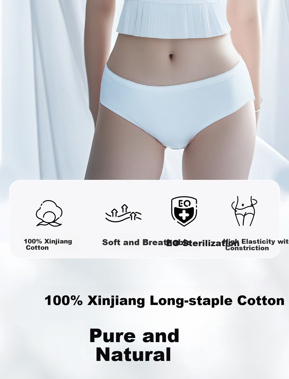 Ankexin Pure Cotton Disposable Underwear for Women, 100% Cotton, No-Wash, 15 Individually Wrapped, for Pregnant Women, Menstruation, Travel, Business Trips, XL Size 3