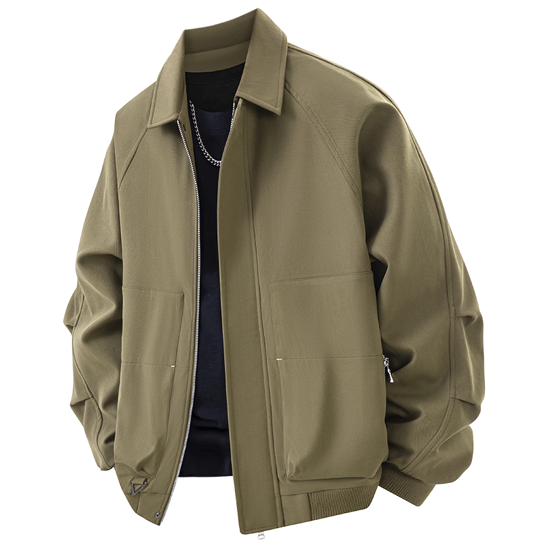 TUCANO Men's Spring Autumn Lapel Jacket Loose Casual Trendy American Style Black 3XL