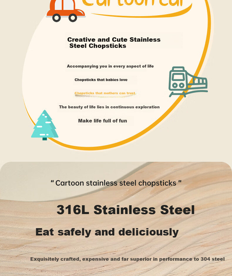 Corn Children's Chopsticks 100% Pure Titanium Antibacterial Mold-Resistant Portable Dustproof Baby Lunch Box for Ages 3-6 3