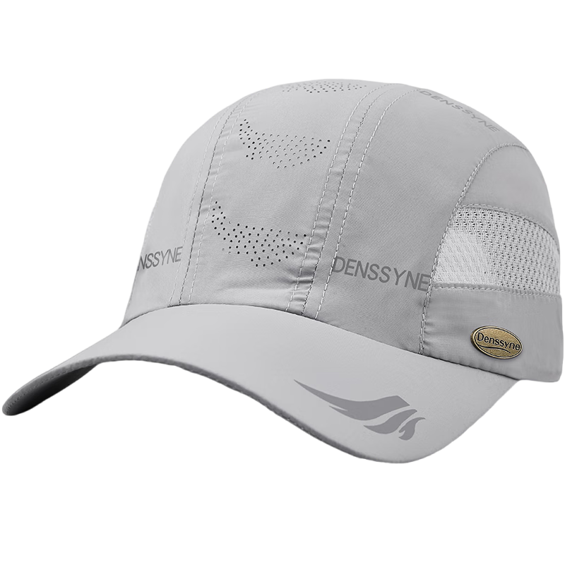 Denssyne Light Gray Quick-Dry Cap, Summer Men's Baseball Cap, Breathable Sun Protection, Outdoor Running Lightweight Sports Sun Hat for Wome