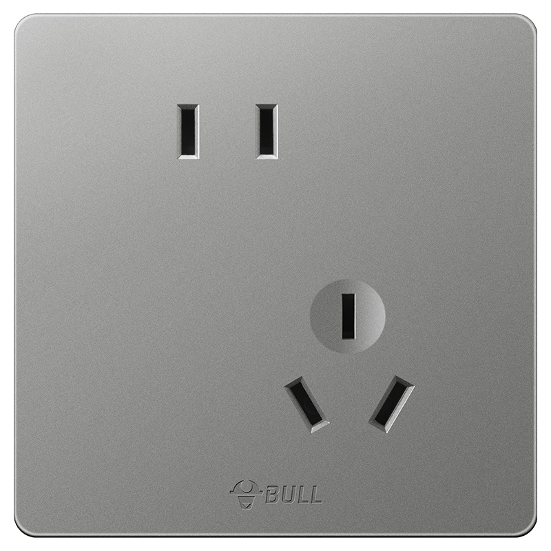 BULL Socket G12 Bulk Pack, 10A Slanted Five-Hole Socket, 86-Type Panel G12Z223AS, Space Gray, Pack of Te