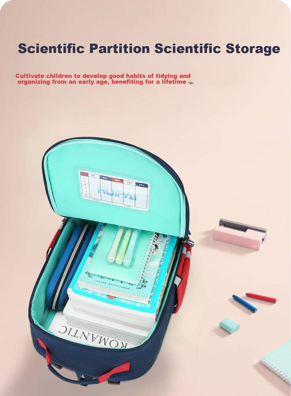 RUiPAi Children's Backpack for Primary School Students, Elastic Load-Reducing Spine Protection, Grades 1-3 Girls' Antibacterial Water-Resistant Backpack 13