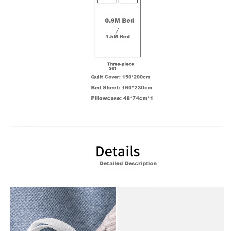 Hengyuanxiang 100% Pure Cotton Three-Piece Set for Single 1.2m Bed, Student Dormitory Bedding with Sheet, Pillowcase, And Duvet Cover 150x200cm 9