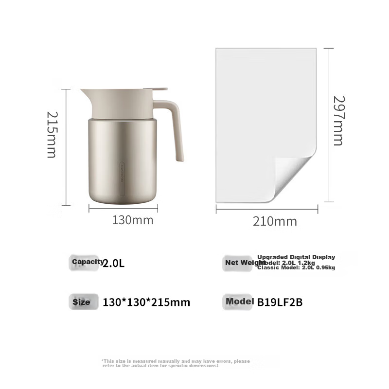Joyoung Insulated Bottle, 316L Stainless Steel, Household Thermos, Push-Type Hot Water, Long-Lasting Heat Retention, Outdoor Large Capacity, 2L