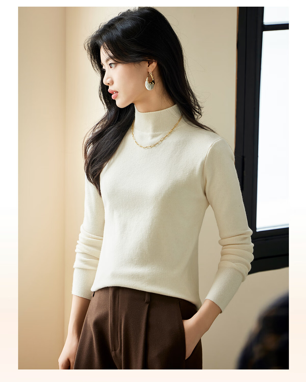 She Enjoy Women's Knitwear Half Turtleneck Slim Fit Solid Color Sweater Autumn Winter Base Layer T54Z121 1
