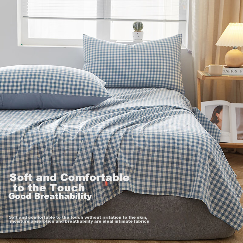 Wuyinliangpin Class A Washable Pure Cotton Single Bed Sheet, Cotton Double Bed Sheet 230*245cm Bed Cover