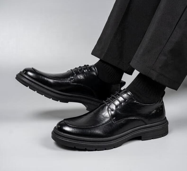 Jingzhenlianggong Men's Genuine Leather Dress Shoes 2026 Spring Business Lace-up Derby Black Size 40 28